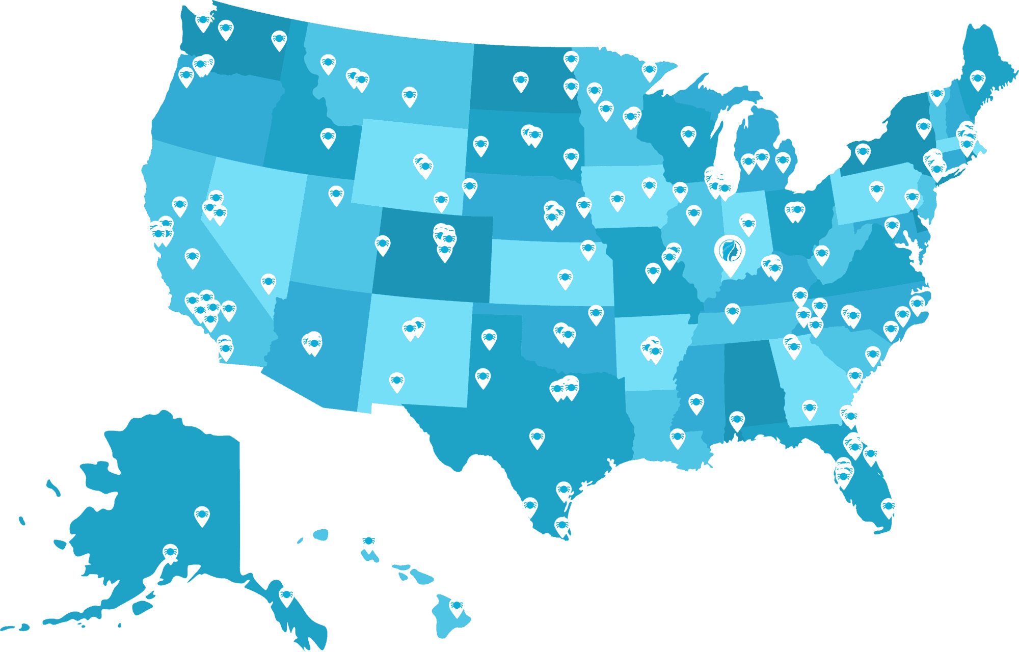 USA Map of Lice Removal Network Locations